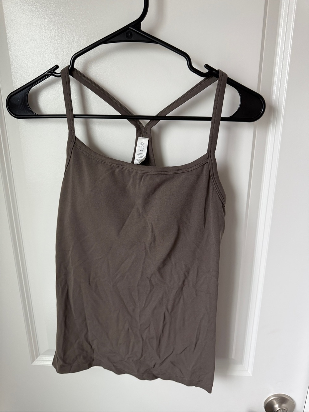 Women's Slim Strap Tank Top in Taupe with Racerback